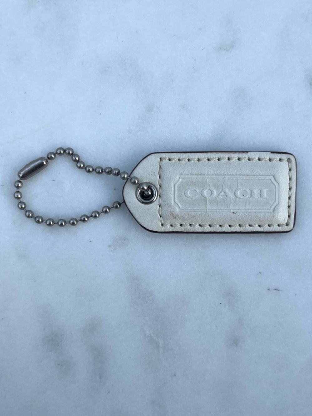 COACH Vintage Leather Hang Tag, Off White